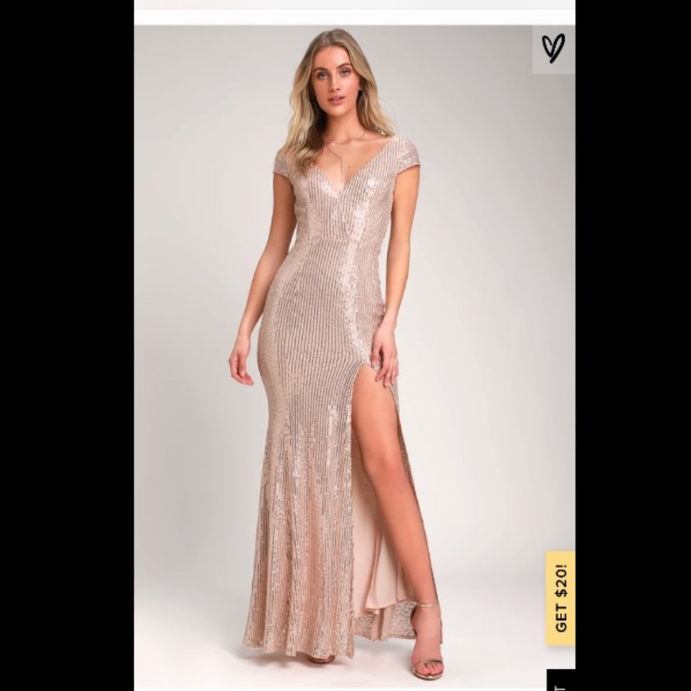 Lulu’s Catching Compliments Rose Gold Sequin Dress